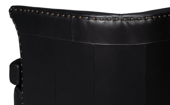 American Home Furniture | Sarreid - Mcmillan Distilled Leather Sofa Onyx Blk