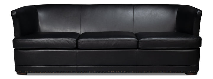 American Home Furniture | Sarreid - Mcmillan Distilled Leather Sofa Onyx Blk