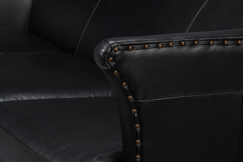 American Home Furniture | Sarreid - Mcmillan Distilled Leather Sofa Onyx Blk