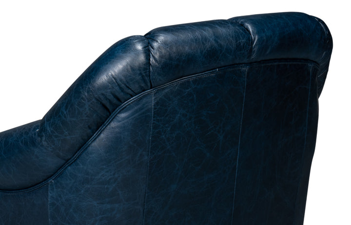 American Home Furniture | Sarreid - Scoth Swivel Chair In Distilled Lthr Blu