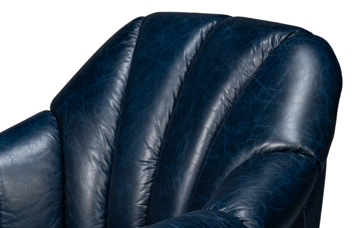 American Home Furniture | Sarreid - Scoth Swivel Chair In Distilled Lthr Blu