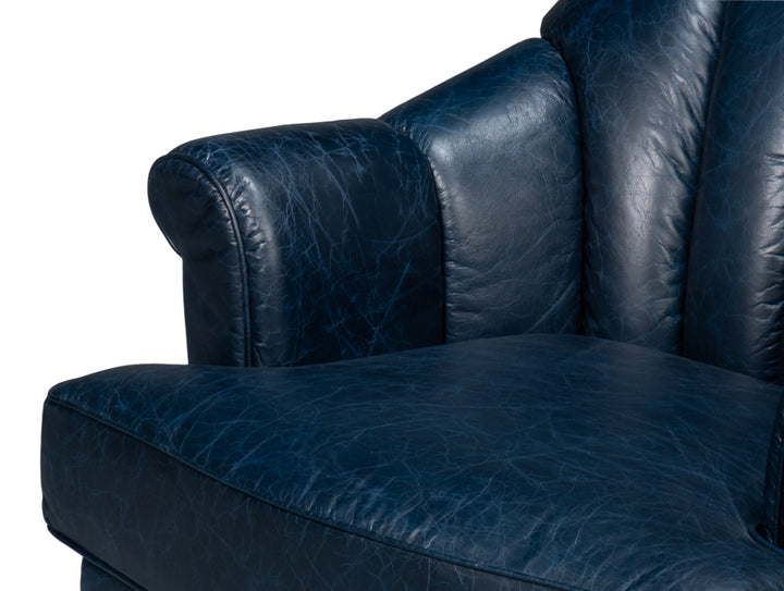 American Home Furniture | Sarreid - Scoth Swivel Chair In Distilled Lthr Blu