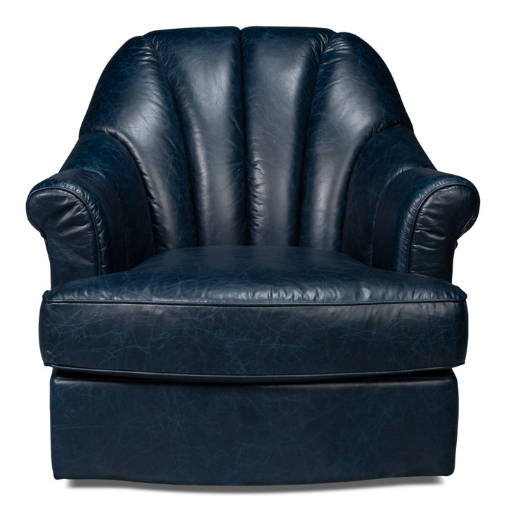 American Home Furniture | Sarreid - Scoth Swivel Chair In Distilled Lthr Blu