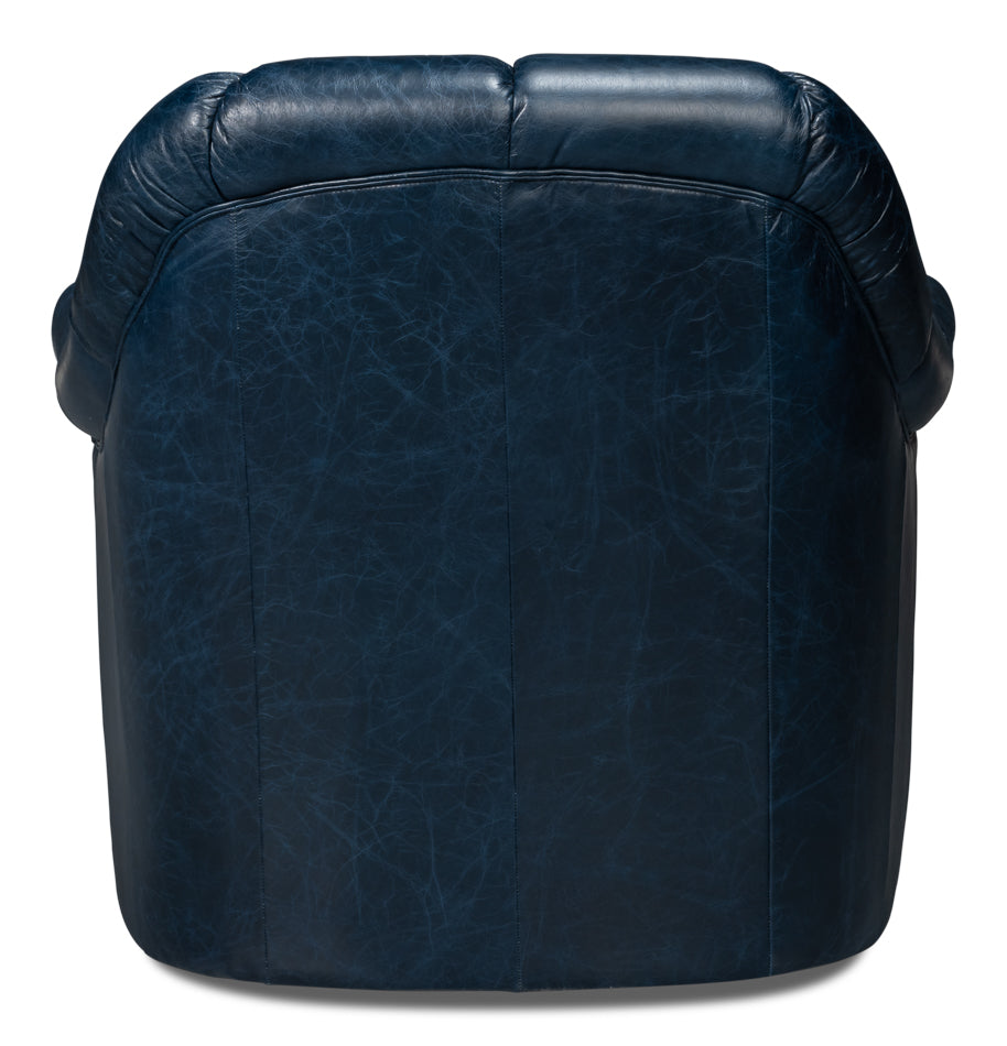 American Home Furniture | Sarreid - Scoth Swivel Chair In Distilled Lthr Blu