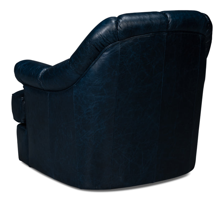 American Home Furniture | Sarreid - Scoth Swivel Chair In Distilled Lthr Blu