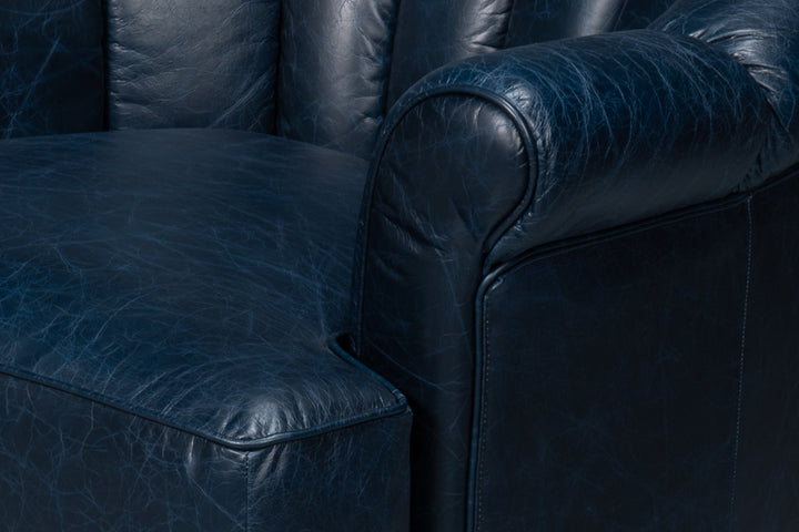 American Home Furniture | Sarreid - Scoth Swivel Chair In Distilled Lthr Blu