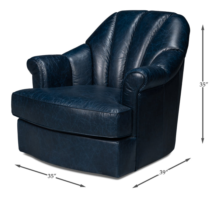 American Home Furniture | Sarreid - Scoth Swivel Chair In Distilled Lthr Blu