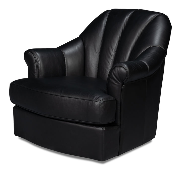 American Home Furniture | Sarreid - Scoth Swivel Chair In Distilled Lthr Blk