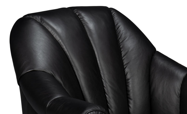 American Home Furniture | Sarreid - Scoth Swivel Chair In Distilled Lthr Blk