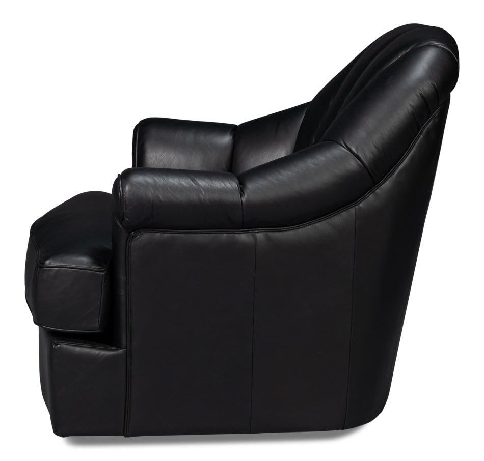 American Home Furniture | Sarreid - Scoth Swivel Chair In Distilled Lthr Blk