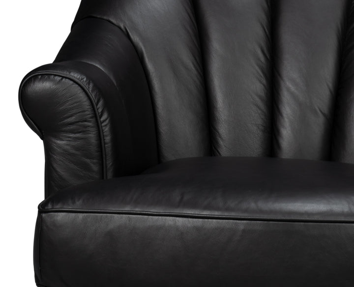 American Home Furniture | Sarreid - Scoth Swivel Chair In Distilled Lthr Blk