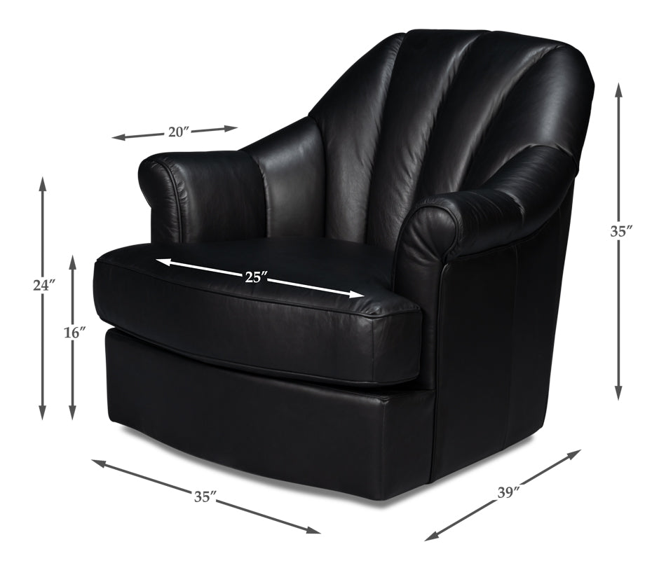 American Home Furniture | Sarreid - Scoth Swivel Chair In Distilled Lthr Blk