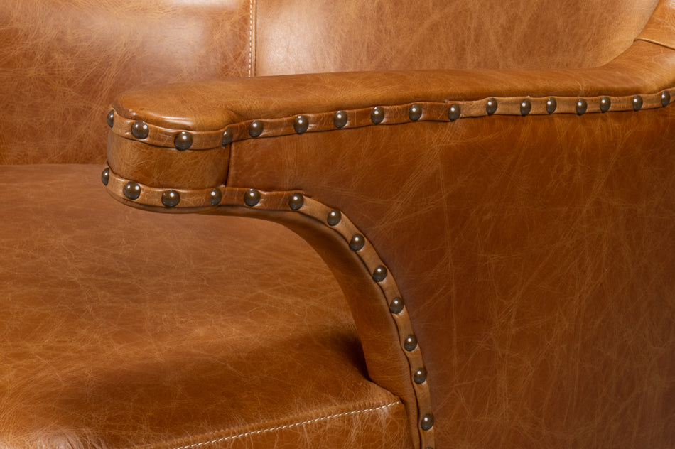 American Home Furniture | Sarreid - Drake Distilled Leather Chair Cuba Brown