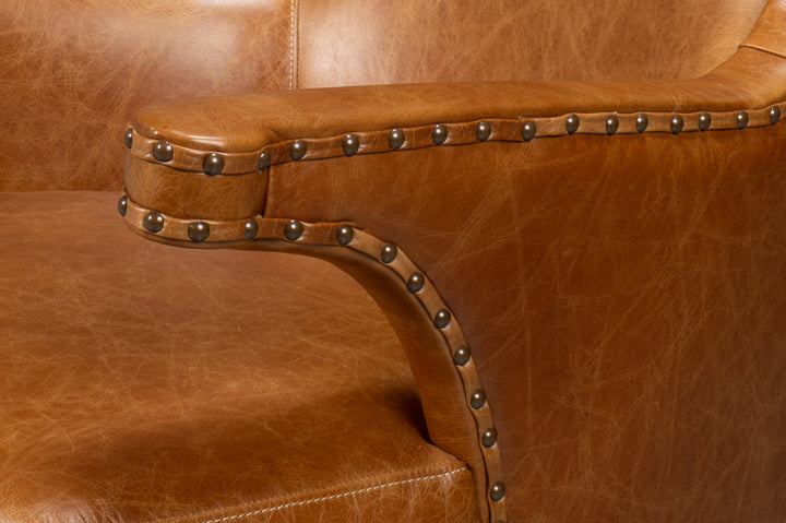 American Home Furniture | Sarreid - Drake Distilled Leather Chair Cuba Brown