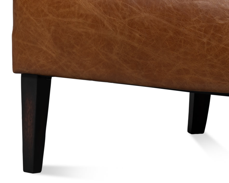American Home Furniture | Sarreid - Drake Distilled Leather Chair Cuba Brown