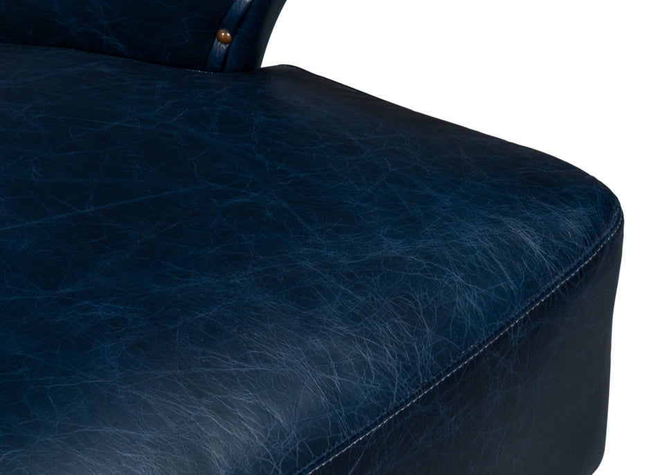 American Home Furniture | Sarreid - Drake Distilled Leather Chair - Blue