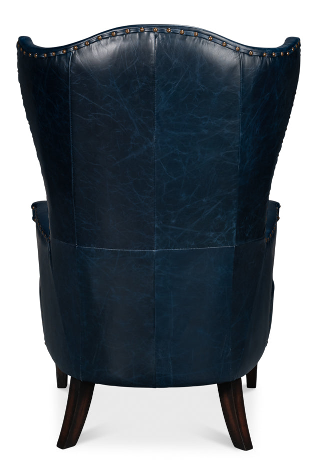 American Home Furniture | Sarreid - Drake Distilled Leather Chair - Blue