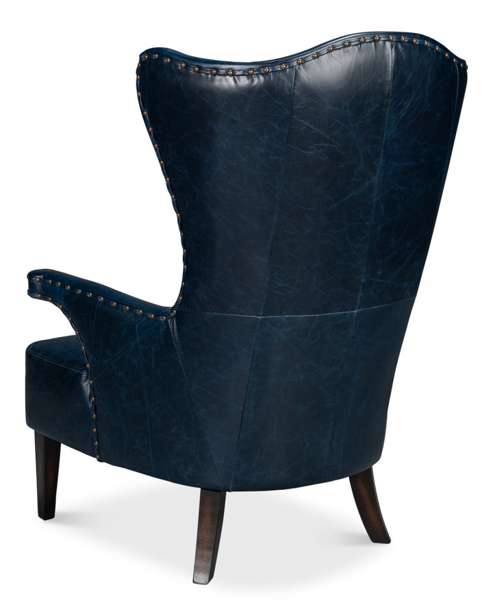 American Home Furniture | Sarreid - Drake Distilled Leather Chair - Blue