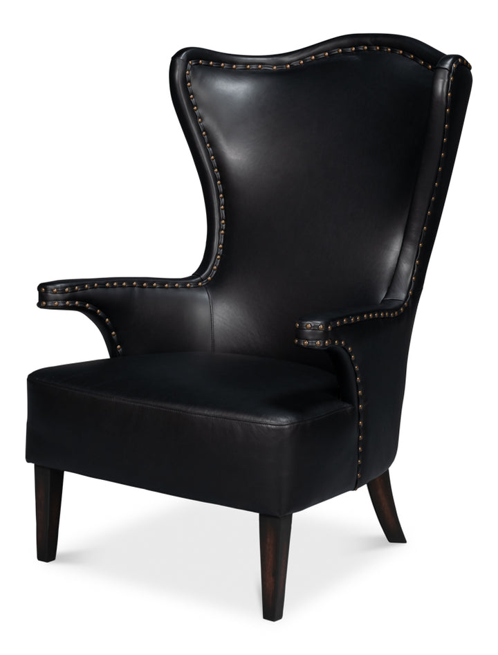 American Home Furniture | Sarreid - Drake Distilled Leather Chair - Black