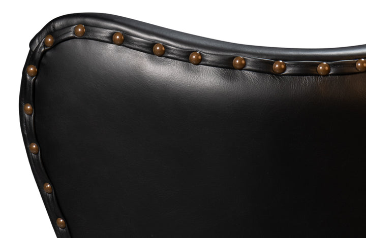 American Home Furniture | Sarreid - Drake Distilled Leather Chair - Black