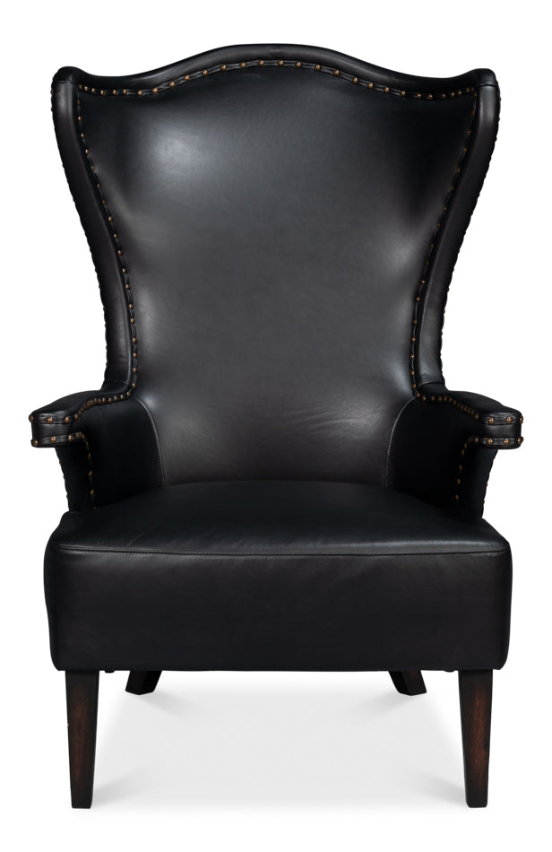 American Home Furniture | Sarreid - Drake Distilled Leather Chair - Black