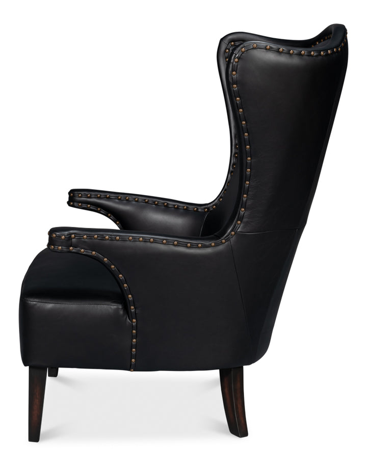 American Home Furniture | Sarreid - Drake Distilled Leather Chair - Black