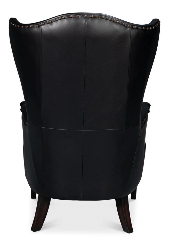 American Home Furniture | Sarreid - Drake Distilled Leather Chair - Black