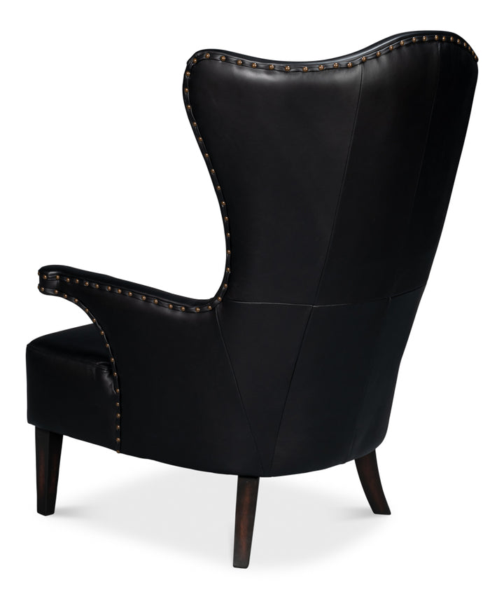 American Home Furniture | Sarreid - Drake Distilled Leather Chair - Black