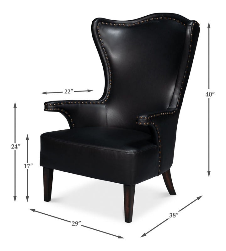 American Home Furniture | Sarreid - Drake Distilled Leather Chair - Black