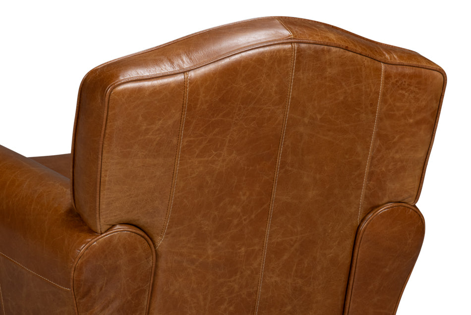 American Home Furniture | Sarreid - Elite French Club Swivel Chair Cuba Brn 