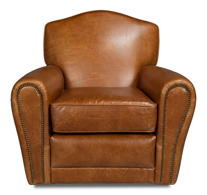 American Home Furniture | Sarreid - Elite French Club Swivel Chair Cuba Brn 