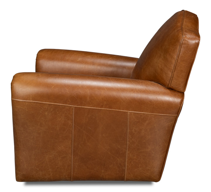 American Home Furniture | Sarreid - Elite French Club Swivel Chair Cuba Brn 