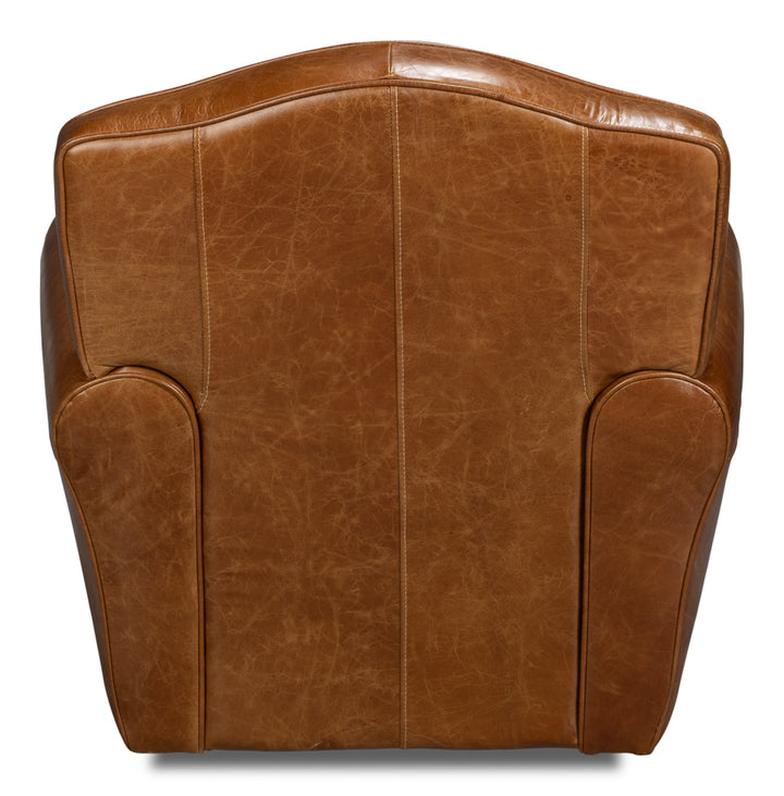 American Home Furniture | Sarreid - Elite French Club Swivel Chair Cuba Brn 