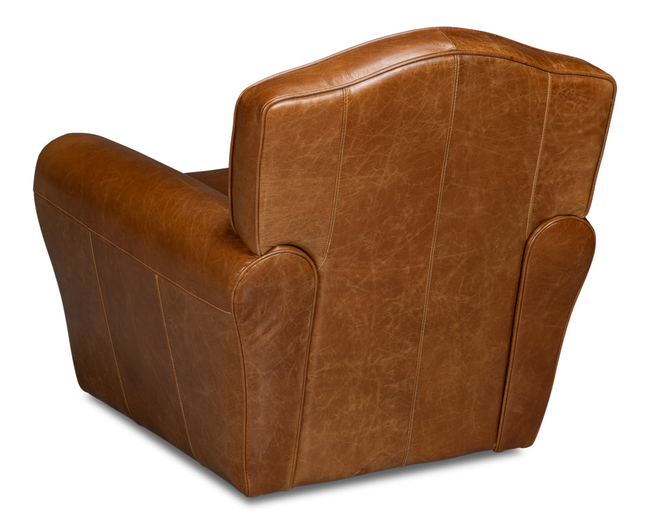 American Home Furniture | Sarreid - Elite French Club Swivel Chair Cuba Brn 