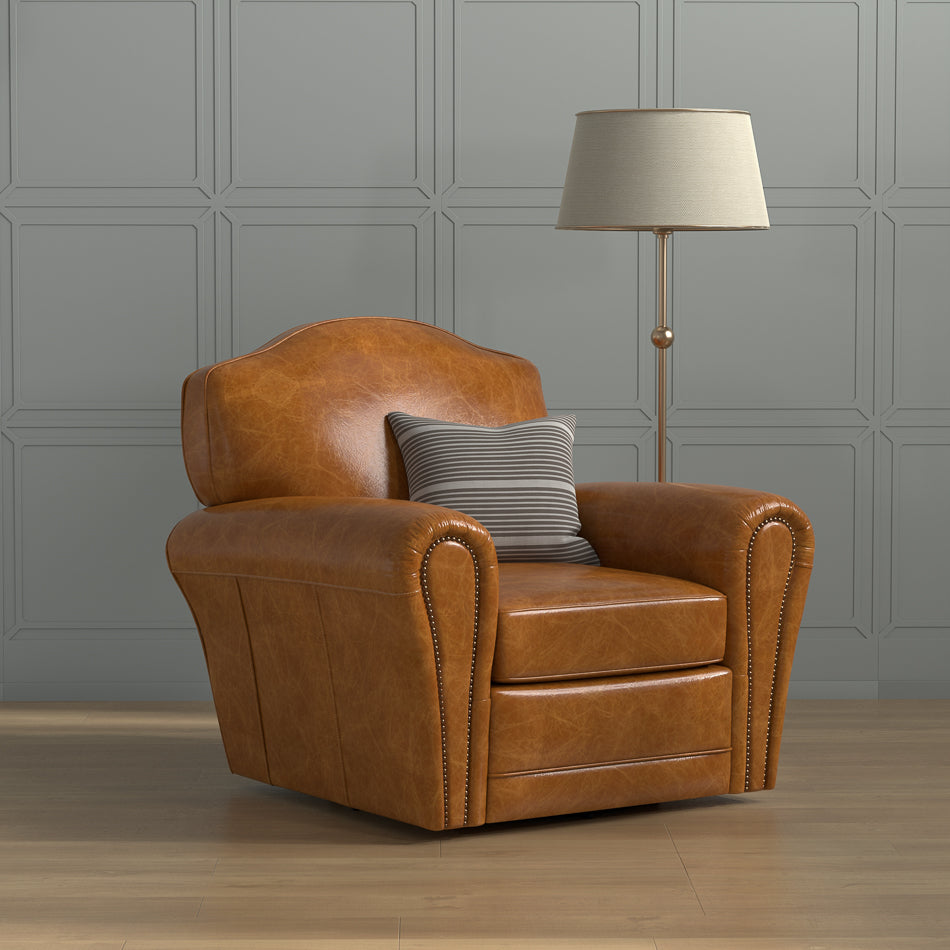 Elite French Club Swivel Chair,Cuba Brn
