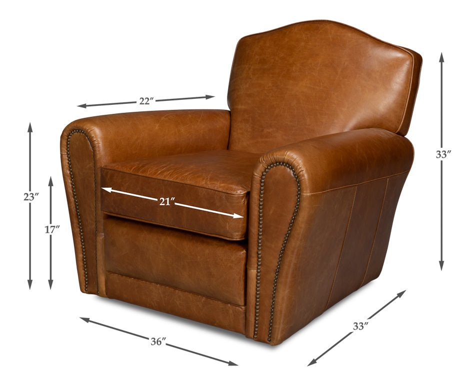 American Home Furniture | Sarreid - Elite French Club Swivel Chair Cuba Brn 