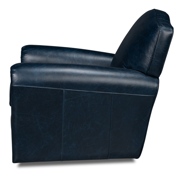 American Home Furniture | Sarreid - Elite French Club Swivel Chair - Blue