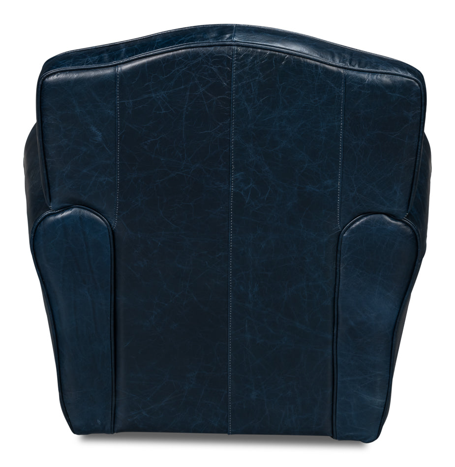 American Home Furniture | Sarreid - Elite French Club Swivel Chair - Blue