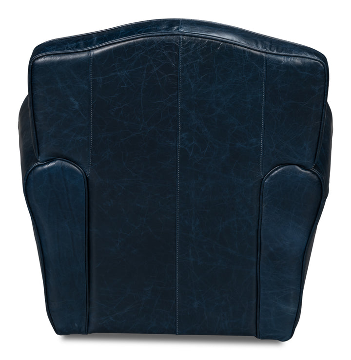 American Home Furniture | Sarreid - Elite French Club Swivel Chair - Blue