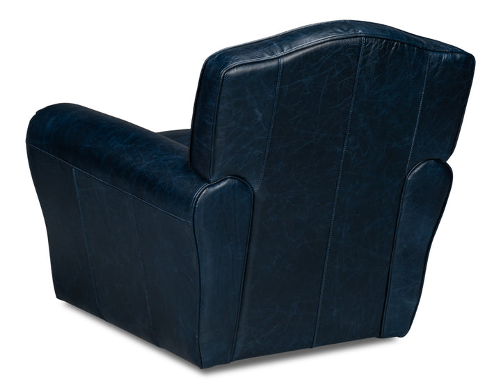 American Home Furniture | Sarreid - Elite French Club Swivel Chair - Blue