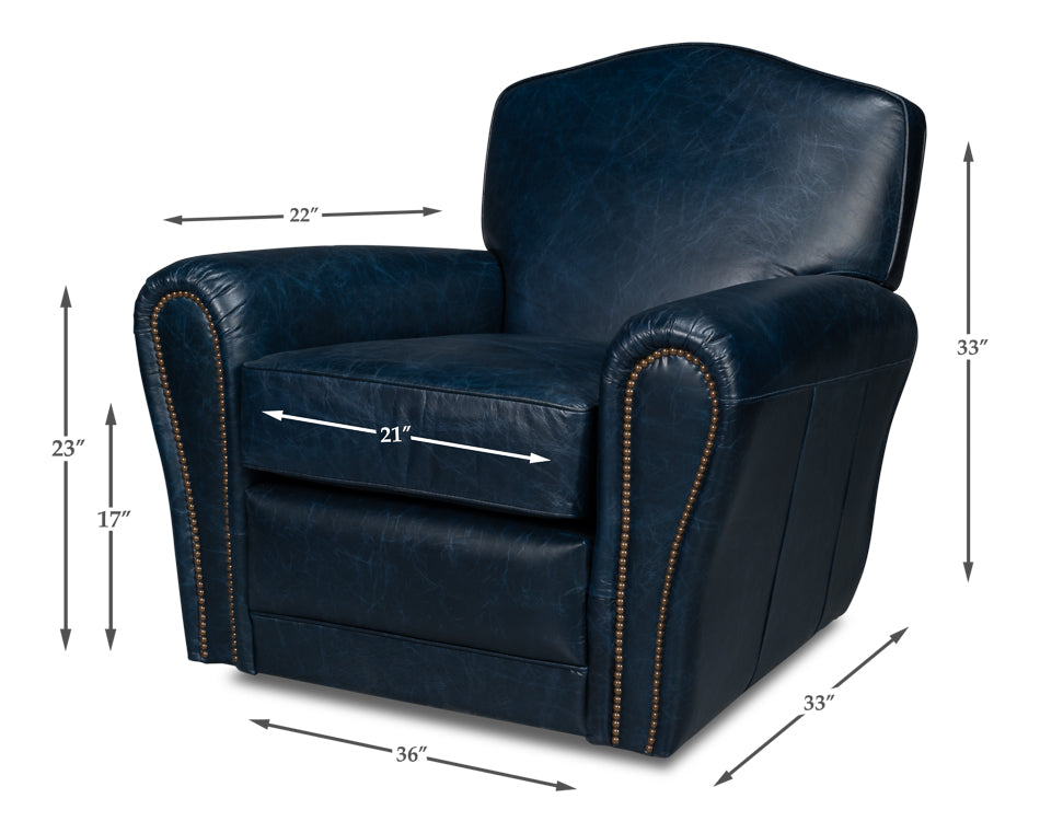 American Home Furniture | Sarreid - Elite French Club Swivel Chair - Blue