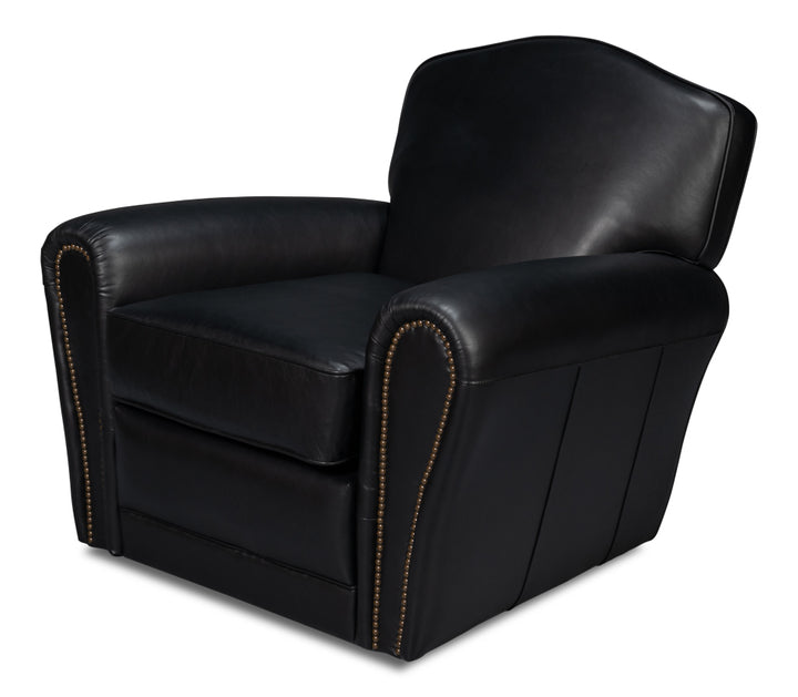 American Home Furniture | Sarreid - Elite French Club Swivel Chair - Black