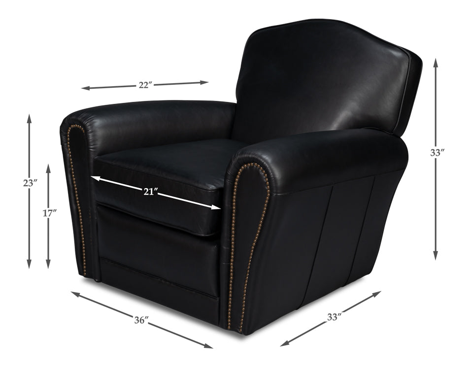 American Home Furniture | Sarreid - Elite French Club Swivel Chair - Black