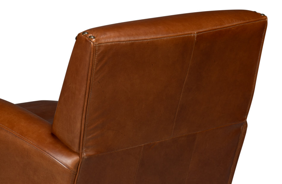 American Home Furniture | Sarreid - Taft Leather Swivel Chair - Havana Brown 