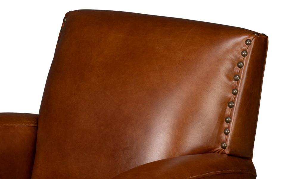 American Home Furniture | Sarreid - Taft Leather Swivel Chair - Havana Brown 