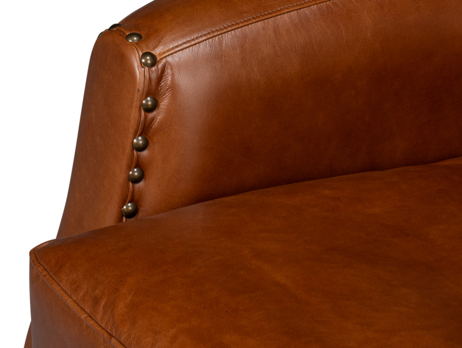 American Home Furniture | Sarreid - Taft Leather Swivel Chair - Havana Brown 