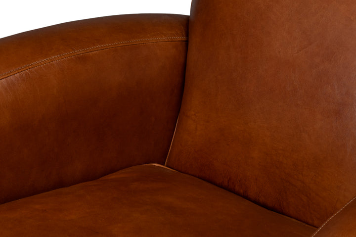 American Home Furniture | Sarreid - Taft Leather Swivel Chair - Havana Brown 