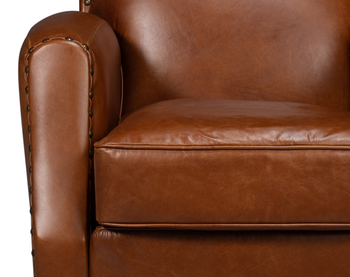 American Home Furniture | Sarreid - Taft Leather Swivel Chair - Havana Brown 