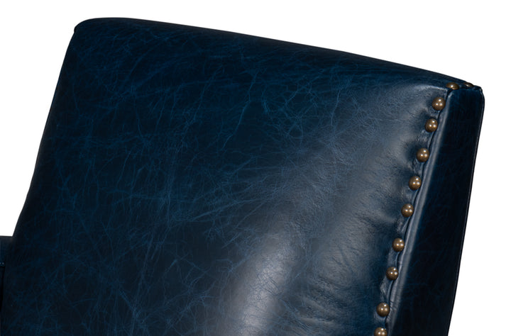 American Home Furniture | Sarreid - Taft Leather Swivel Chair - Chateau Blue 