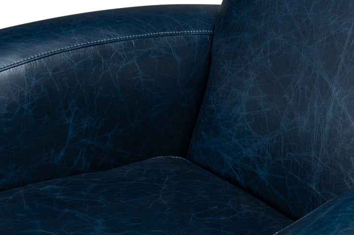 American Home Furniture | Sarreid - Taft Leather Swivel Chair - Chateau Blue 